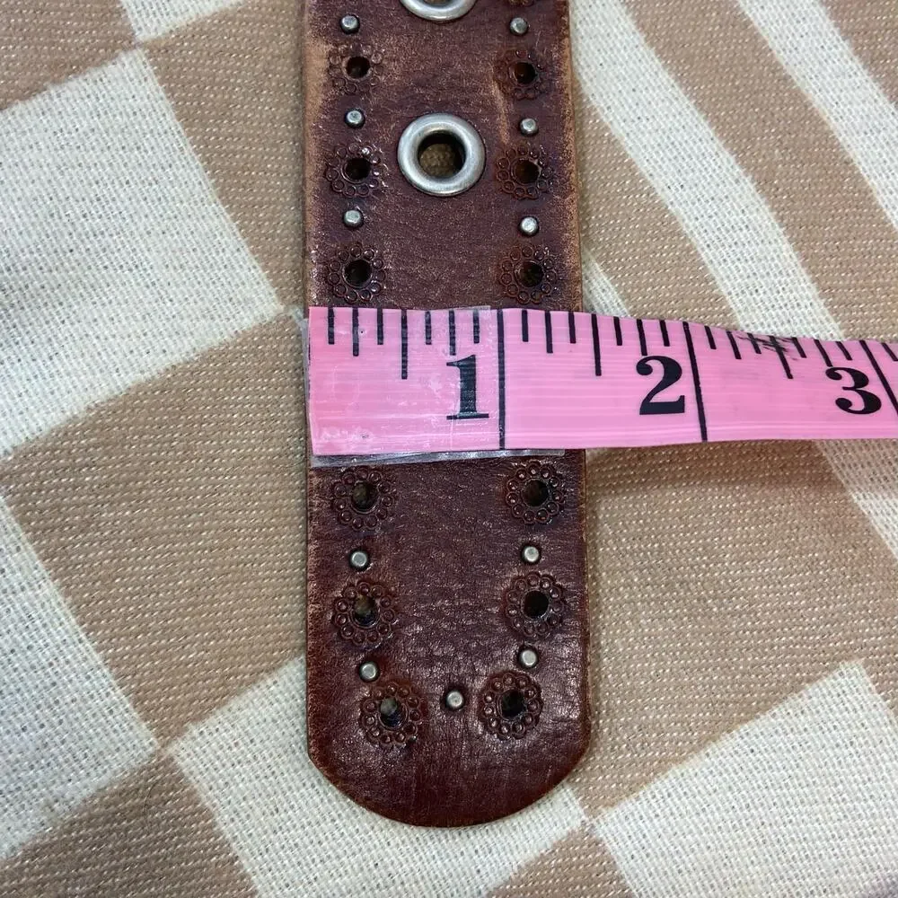 FOSSIL Women's Leather Belt Walnut Sz S Equestrian Cowgirl Western Southern Wear